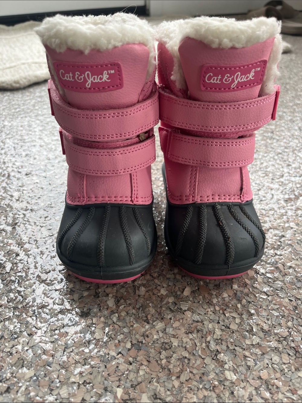 Cat & Jack Pink and Black Girls' Snow Boots with Faux Fur Cuff